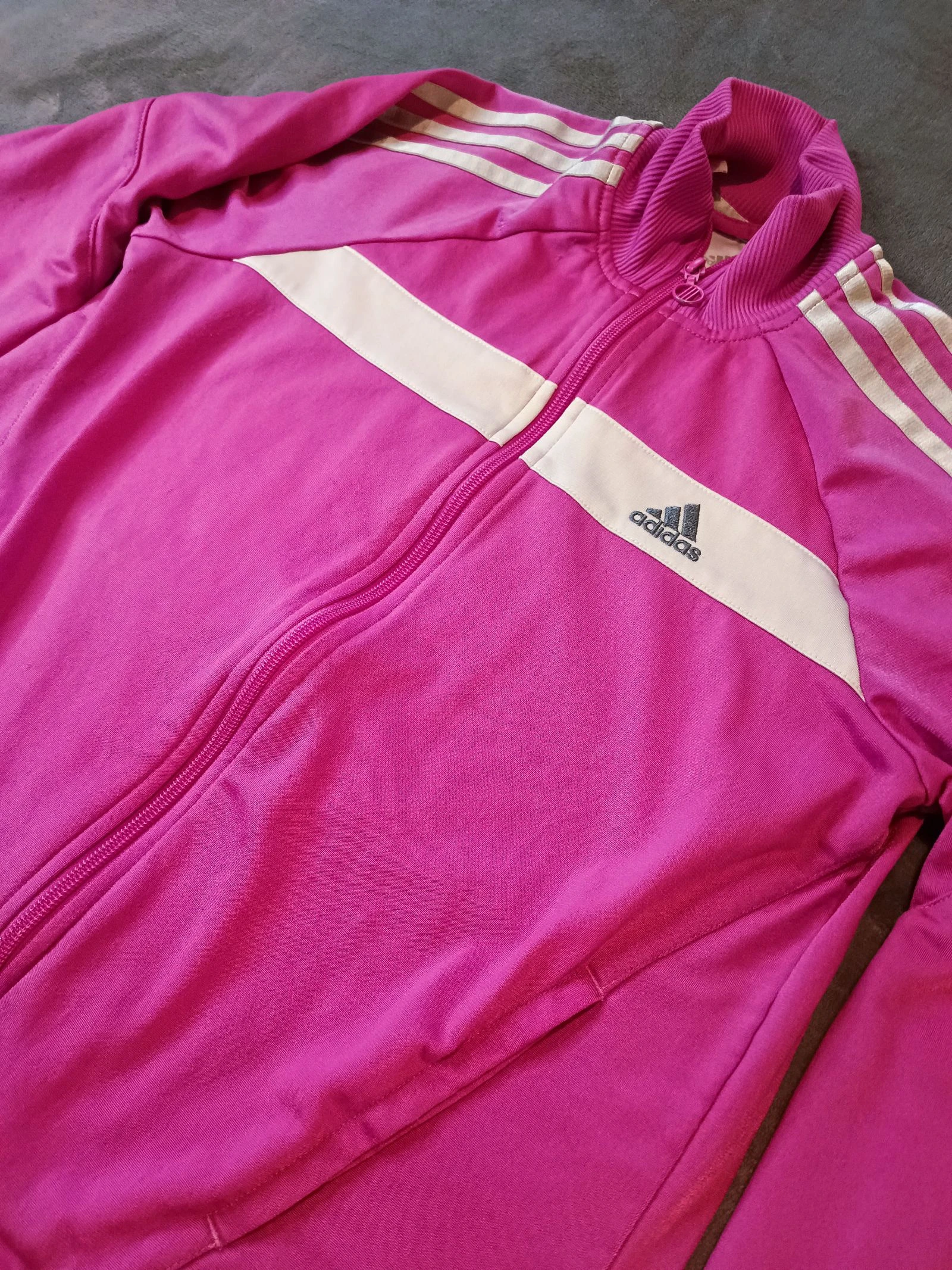 Adidas girls' zip-up tracksuit jacket size 14 years good condition pink color – photo 2